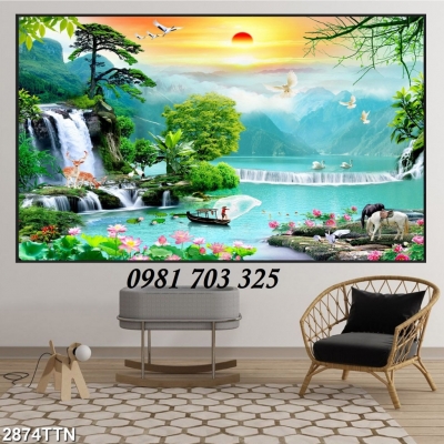 tranh 3D phong cảnh, gạch tranh 3D trang trí