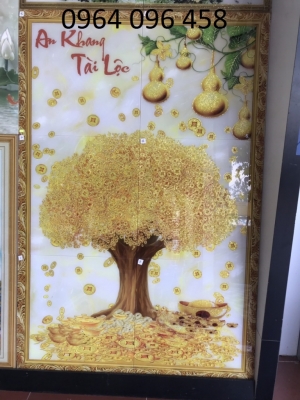 Tranh gạch 3d cây tiền vàng - SK8