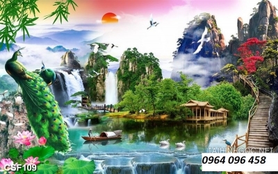 Tranh gạch 3d phong cảnh sông núi - CBN84