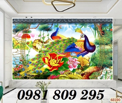 tranh gạch men - tranh 3d chim công