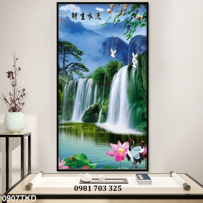 Tranh gạch phong cảnh 3D dán tường đứng