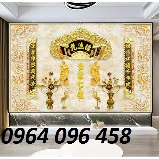 Tranh gạch 3d phòng thờ gia tiên - 654XCV
