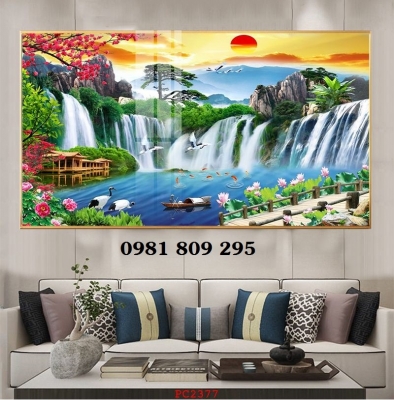 Tranh gạch ngôi nhà thác nước Hn882