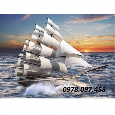 Tranh gạch thuyền buồm xuôi gió