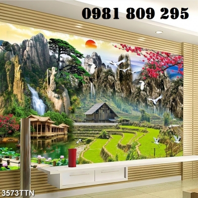 Tranh 3d - gạch tranh 3d ốp tường phòng khách JP422