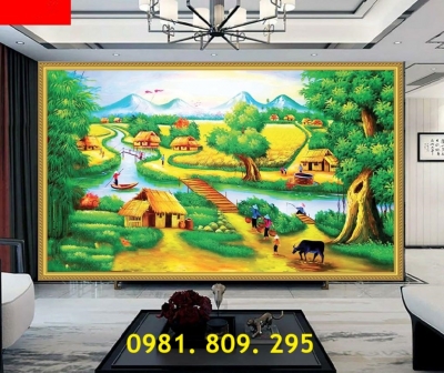 Tranh gạch làng quê 3d