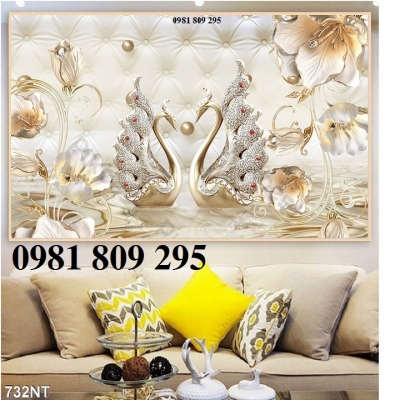 Gạch tranh tường phòng khách 3d