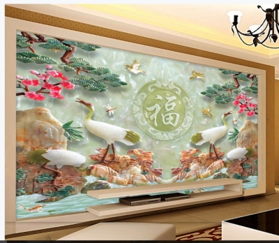 Gạch tranh đẹp tùng hạc trang trí 3D
