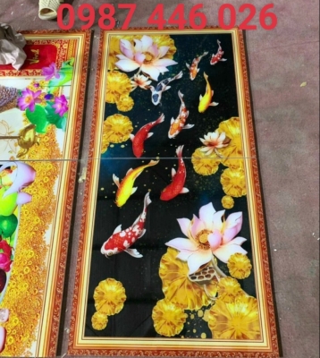 Gạch tranh cá chép cửu ngư quần hội