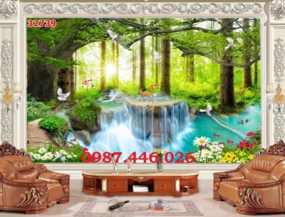 Tranh gạch men thác nước sơn thủy hữu tình HP9723