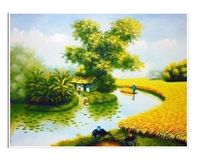 tranh đồng quê - gạch tranh 3d