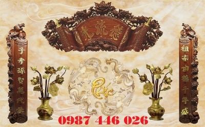 Tranh gạch phòng thờ, gach trang trí, tranh 3d
