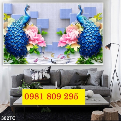 Gạch tranh chim công khổ dọc JHG9