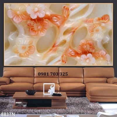 Gạch men sứ ngọc 3D dán tường phòng khách