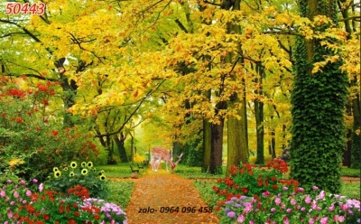 Tranh gạch 3d rừng cây lá vàng - XNV68