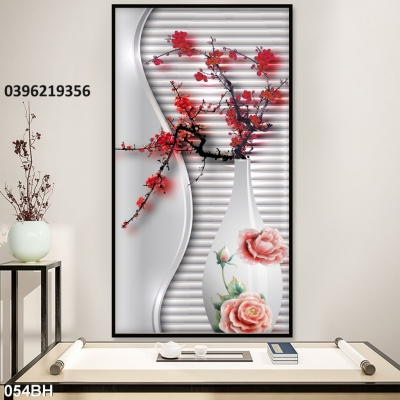 Gạch tranh 3d đẹp bình hoa trang trí