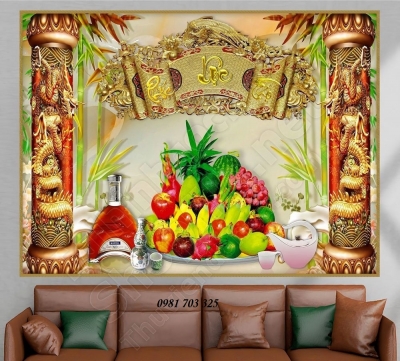 tranh gạch 3D ốp tường, tranh phòng thờ