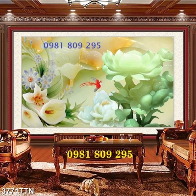 Tranh gạch hoa sen sứ ngọc 3d