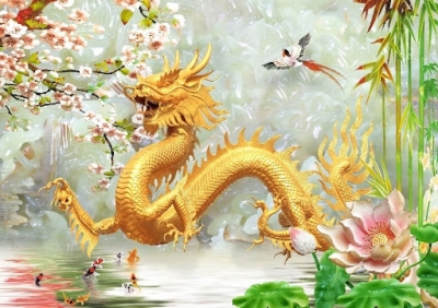 Tranh gạch men 3d rồng phượng - NCC4