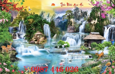 Gạch tranh thác nước, tranh 3d, gạch tranh ốp tường
