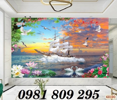 Gạch tranh 3d - thuyền , tranh thuận buồm