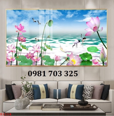 Tranh gạch 3d trang trí hoa sen