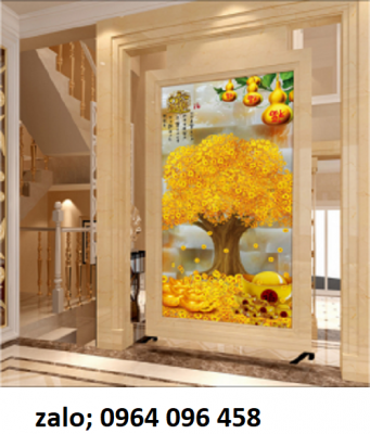 Tranh gạch 3d cây tiền vàng - K096