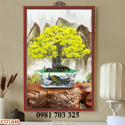 Gạch tranh đẹp hoa mai trang trí