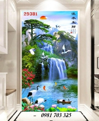 Tranh gạch phong cảnh thác nước khổ đứng