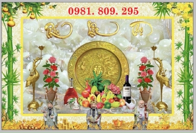 Gạch tranh , gạch ốp tường phòng thờ mâm ngũ quả