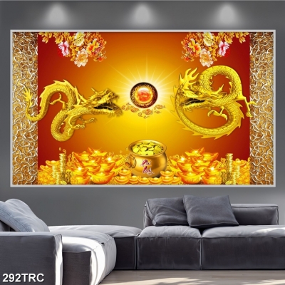 Tranh Rồng vàng 3D ốp tường trang trí