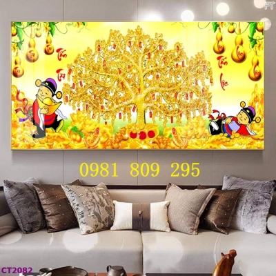 Tranh gạch ốp tường kim tiền