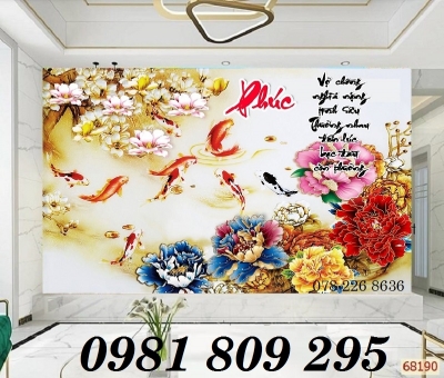 Gạch tranh 3d - tranh cá chép phong thủy