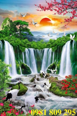 Tranh thác nước - gạch tranh 3d ốp tường