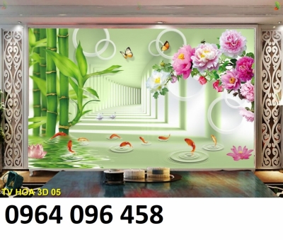 Tranh hoa sen 3d tranh ạch 3d hoa sen KJH6