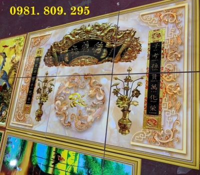 Gạch tranh ốp tường phòng thờ chữ phúc