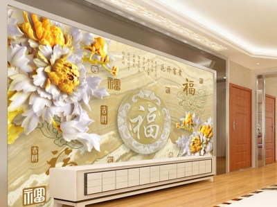 Gạch tranh 3D trang trí phòng khách