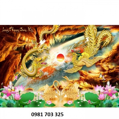 gạch tranh phong thủy- tranh rồng phượng