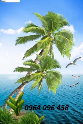 Gạch tranh 3d phong cảnh bờ biển cây dừa - MCBV84