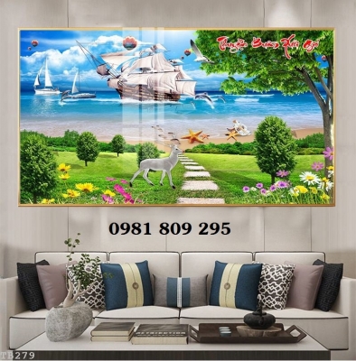 Mẫu tranh gạch thuyền buồm - gạch 3d HP843