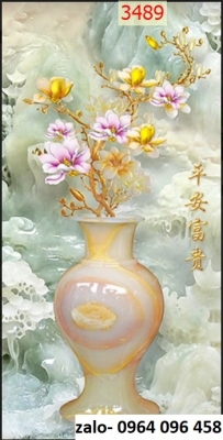Tranh gạch 3d bình hoa sứ ngọc - NVC32