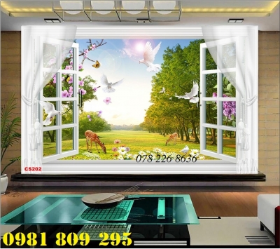 Tranh gạch 3d cửa sổ phong cảnh  - gạch tranh 3d