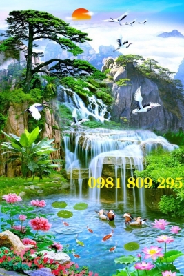 Mẫu tranh phong cảnh khổ đứng- gạch tranh