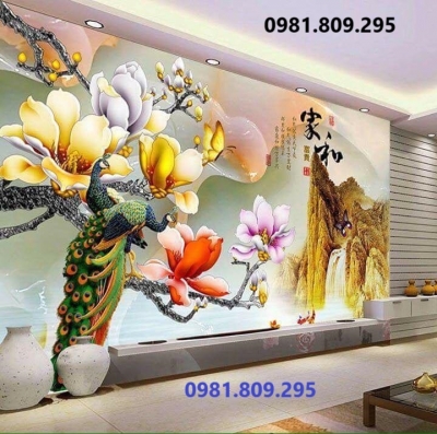 Gạch 3d phong thủy , tranh gạch men chim công