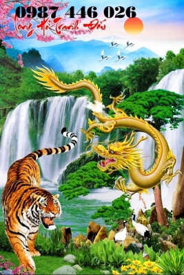 Tranh gạch men long hổ tranh đấu HP722