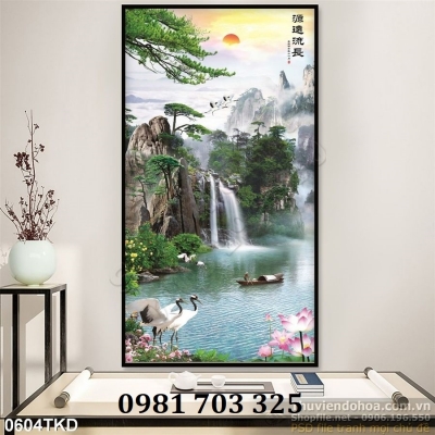Gạch tranh 3d khổ đứng đẹp trang trí tường