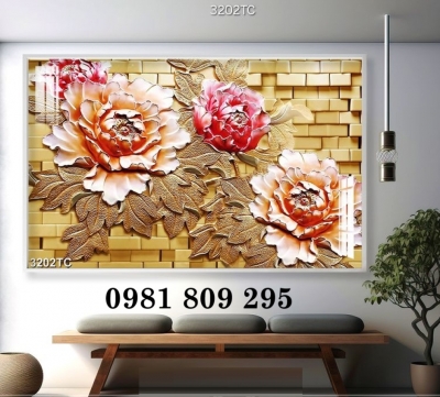 Tranh gạch ốp tường mẫu đơn, gạch cao cấp