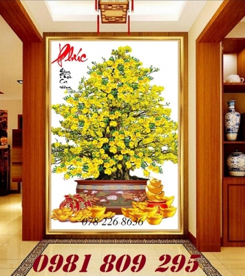 Tranh 3d hoa mai , tranh gạch hoa trang trí