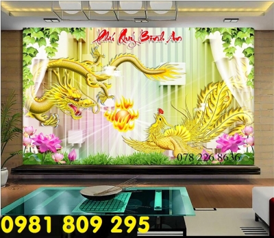 Gạch tranh 3d , tranh long phụng