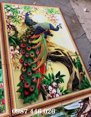 Gạch in tranh chim công 3d HP8283